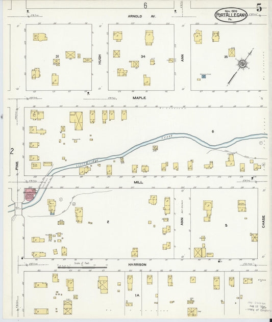 Sanborn Fire Insurance Map from Port Allegany, McKean County, Pennsylvania (1909), Sheet #0005 - Historic Sanborn Fire Insurance Map Print, vintage old map wall art, antique decor, genealogy gift, Pennsylvania Pennsylvania map