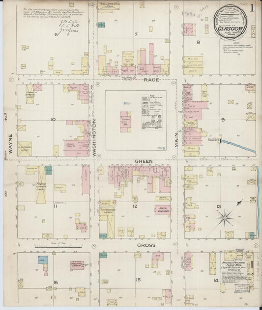 Sanborn Fire Insurance Map from Glasgow, Barren County, Kentucky. (1886) – Historic Sanborn Fire Insurance Map Print