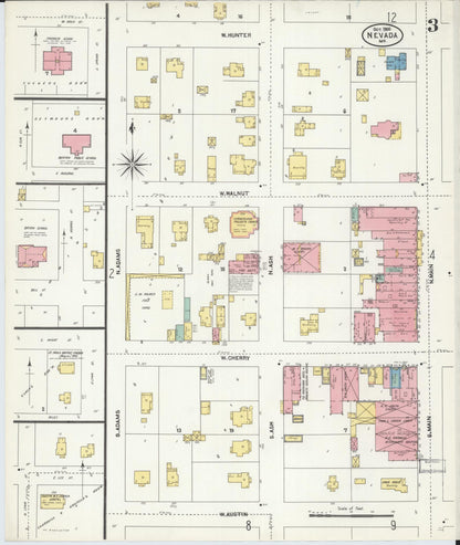 Sanborn Fire Insurance Map from Nevada, Vernon County, Missouri (1906), Sheet #0003 - Complete Map Set gallery image, historic Sanborn map, vintage wall art, Missouri Missouri