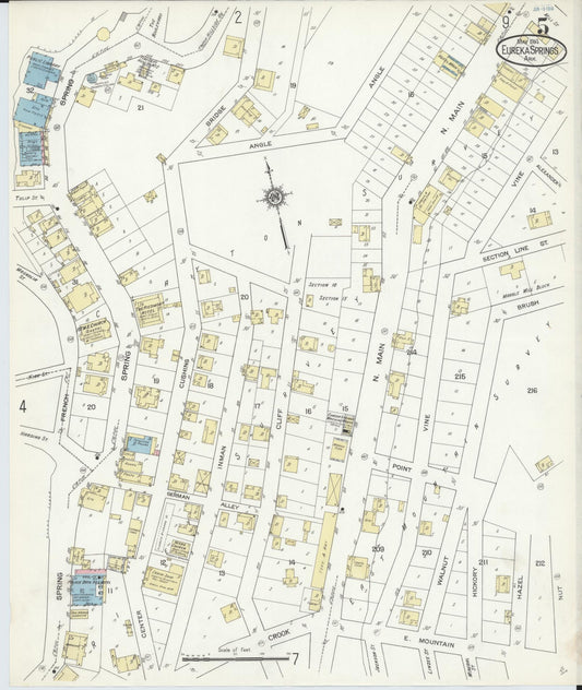 Sanborn Fire Insurance Map from Eureka Springs, Carroll County, Arkansas (1914), Sheet #0005 - Historic Sanborn Fire Insurance Map Print, vintage old map wall art, antique decor, genealogy gift, Arkansas Arkansas map