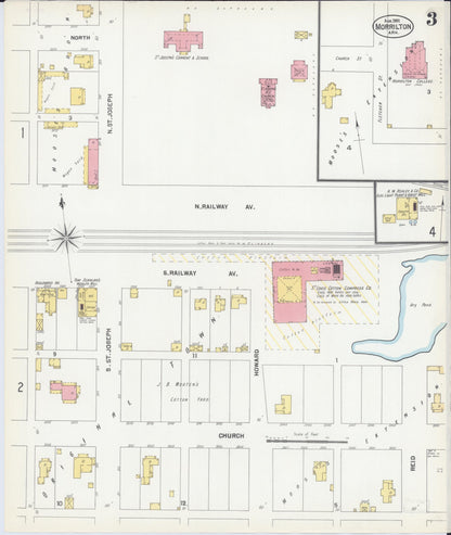 Sanborn Fire Insurance Map from Morrilton, Conway County, Arkansas (1901), Sheet #0003 - Complete Map Set gallery image, historic Sanborn map, vintage wall art, Arkansas Arkansas