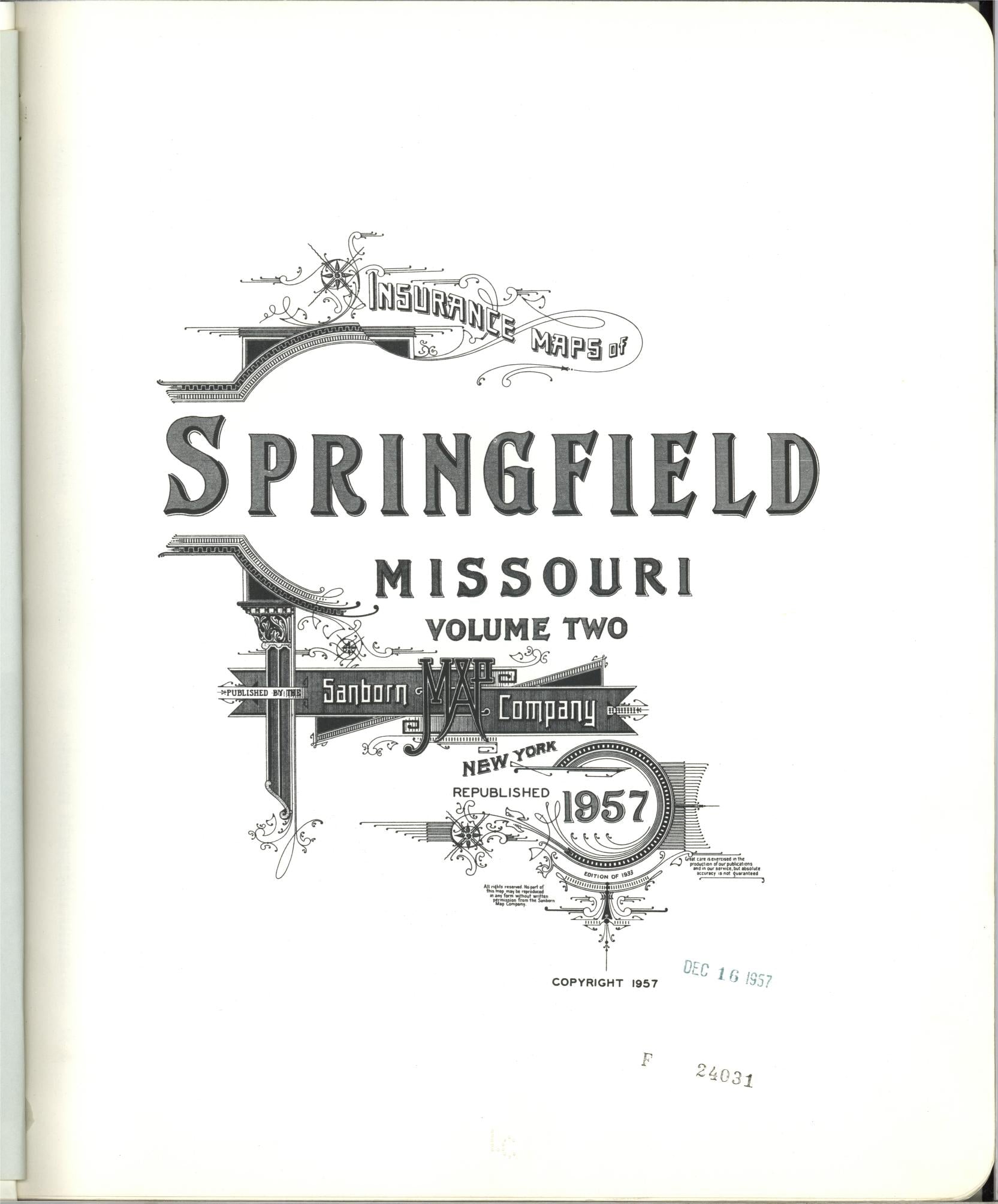 Sanborn Fire Insurance Map from Springfield, Greene County, Missouri (1957), Sheet #0001 - Complete Map Set gallery image, historic Sanborn map, vintage wall art, Missouri Missouri