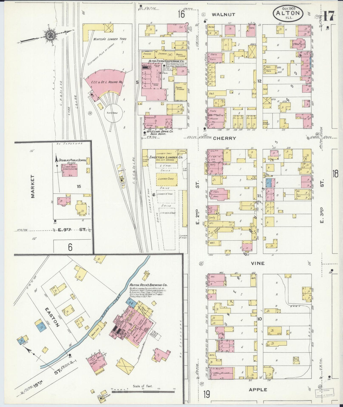 Sanborn Fire Insurance Map from Alton, Madison County, Illinois (1909), Sheet #0017 - Complete Map Set gallery image, historic Sanborn map, vintage wall art, Illinois Illinois