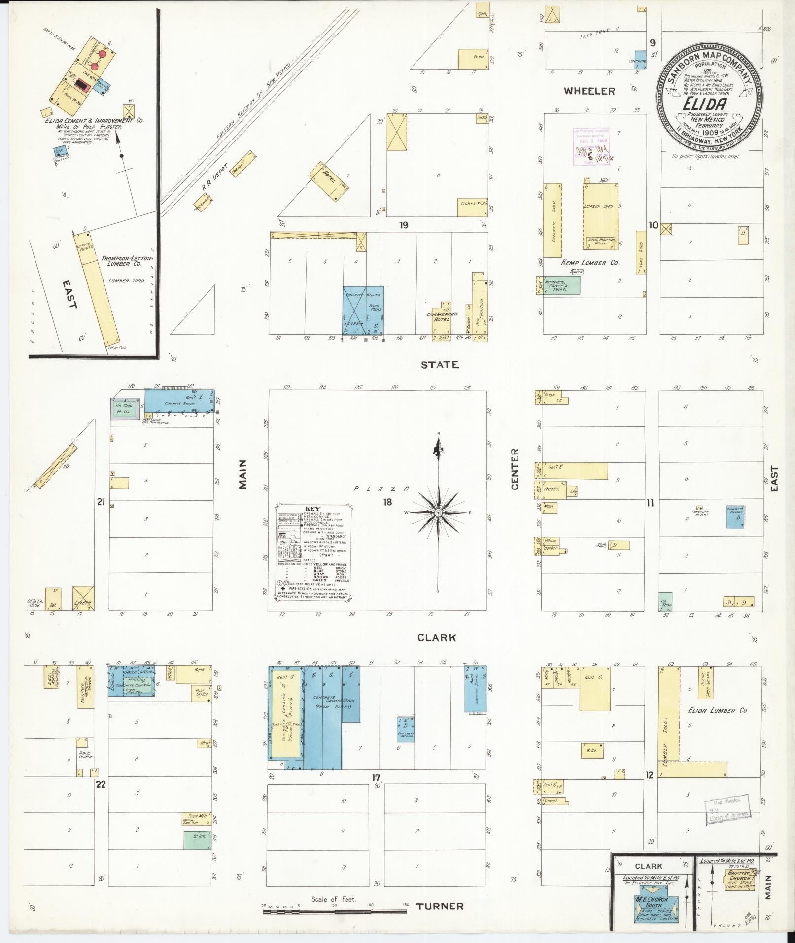 Sanborn Fire Insurance Map from Elida, Roosevelt County, New Mexico (1909), Sheet #0001 - Historic Sanborn Fire Insurance Map Print, vintage old map wall art, antique decor, genealogy gift, New Mexico New Mexico map