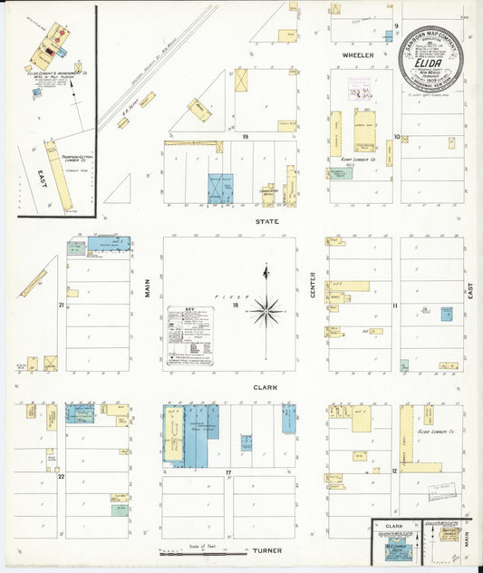 Sanborn Fire Insurance Map from Elida, Roosevelt County, New Mexico (1909), Sheet #0001 - Historic Sanborn Fire Insurance Map Print, vintage old map wall art, antique decor, genealogy gift, New Mexico New Mexico map