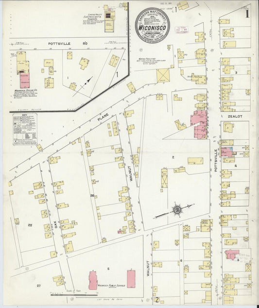 Sanborn Fire Insurance Map from Wiconisco, Dauphin County, Pennsylvania (1911), Sheet #0001 - Historic Sanborn Fire Insurance Map Print, vintage old map wall art, antique decor, genealogy gift, Pennsylvania Pennsylvania map