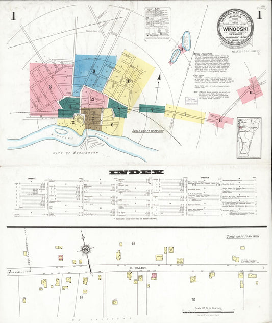 Sanborn Fire Insurance Map from Winooski, Chittenden County, Vermont (1926), Sheet #0001 - Complete Map Set gallery image, historic Sanborn map, vintage wall art, Vermont Vermont