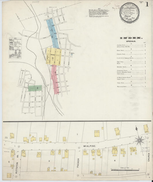 Sanborn Fire Insurance Map from Avoca, Luzerne County, Pennsylvania (1896), Sheet #0001 - Historic Sanborn Fire Insurance Map Print, vintage old map wall art, antique decor, genealogy gift, Pennsylvania Pennsylvania map