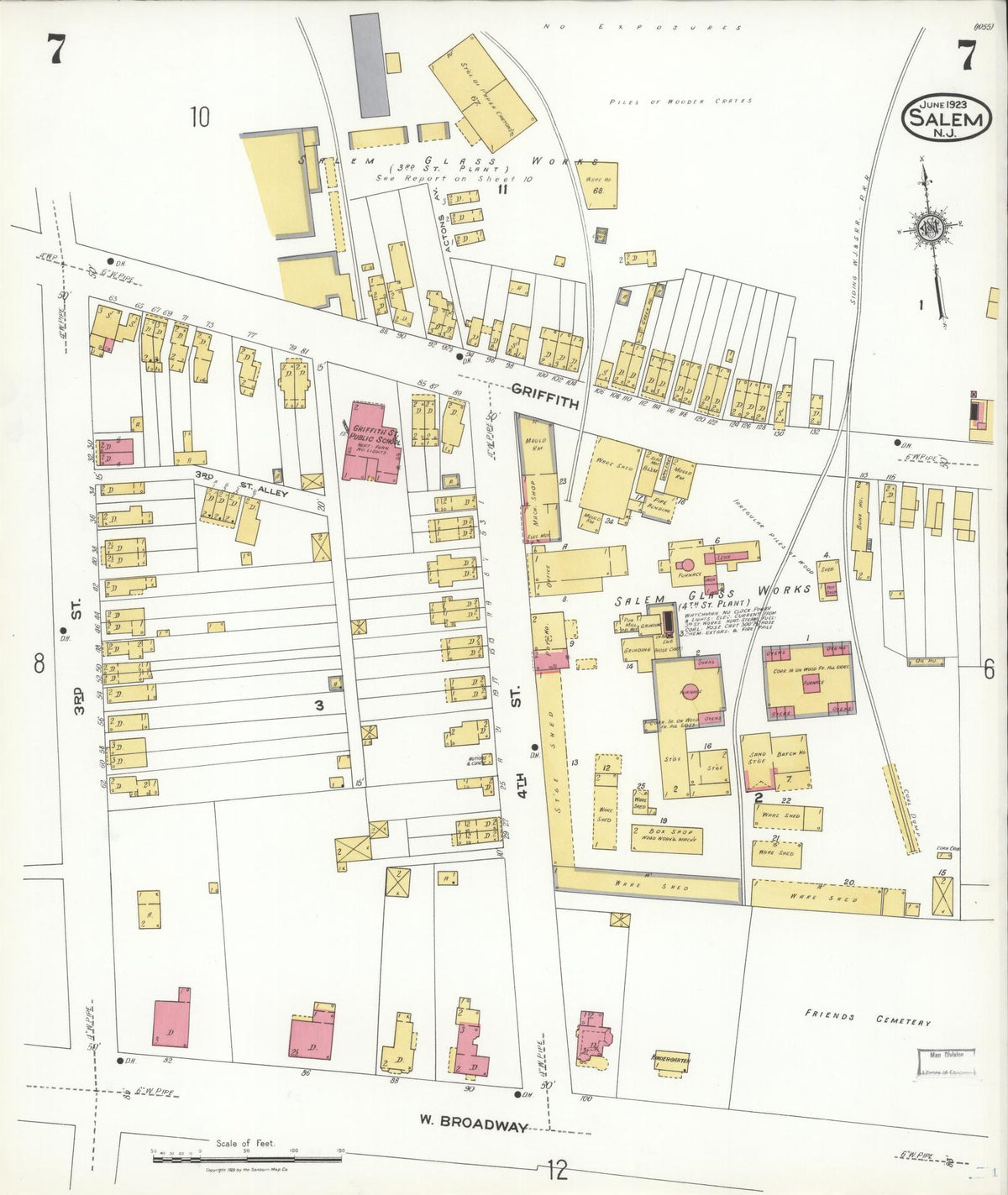 Sanborn Fire Insurance Map from Salem, Salem County, New Jersey (1923), Sheet #0007 - Complete Map Set gallery image, historic Sanborn map, vintage wall art, New Jersey New Jersey