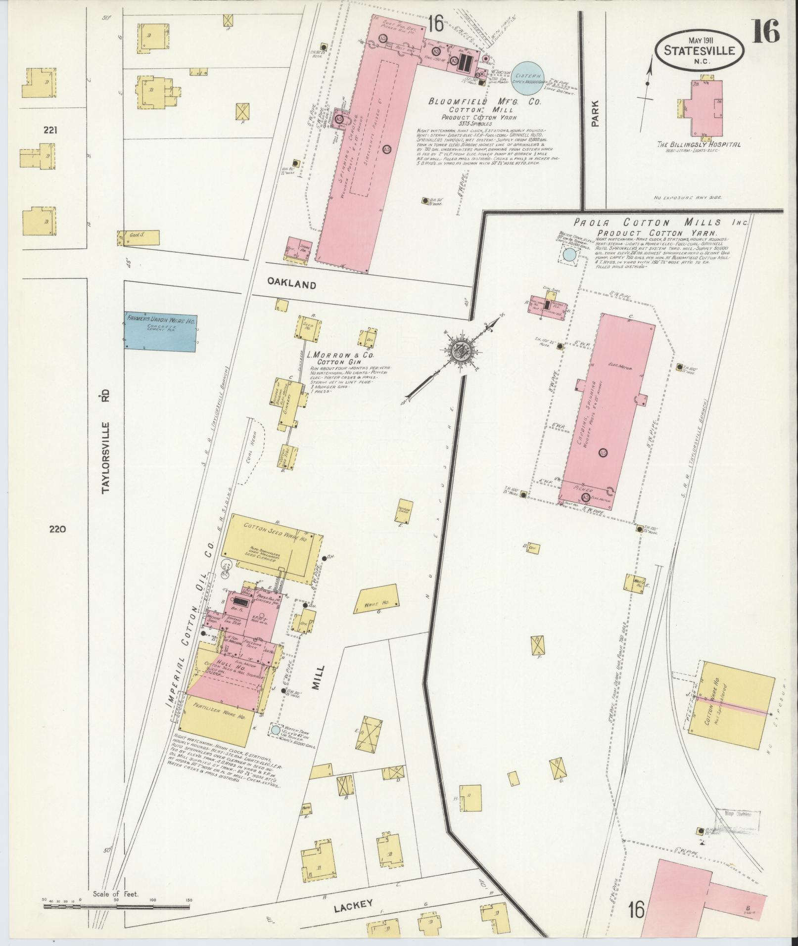 Sanborn Fire Insurance Map from Statesville, Iredell County, North Carolina (1911), Sheet #0016 - Historic Sanborn Fire Insurance Map Print, vintage old map wall art, antique decor, genealogy gift, North Carolina North Carolina map