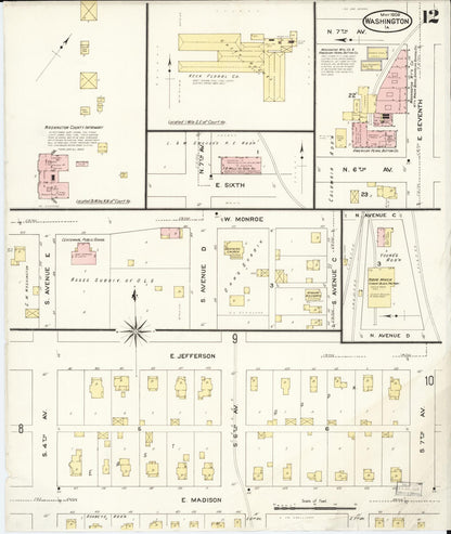 Sanborn Fire Insurance Map from Washington, Washington County, Iowa (1909), Sheet #0012 - Historic Sanborn Fire Insurance Map Print
