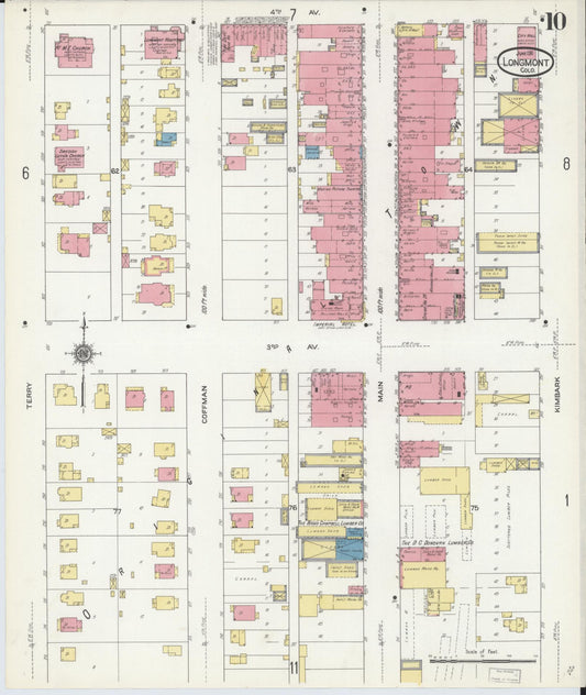 Sanborn Fire Insurance Map from Longmont, Boulder County, Colorado (1911), Sheet #0010 - Historic Sanborn Fire Insurance Map Print, vintage old map wall art, antique decor, genealogy gift, Colorado Colorado map
