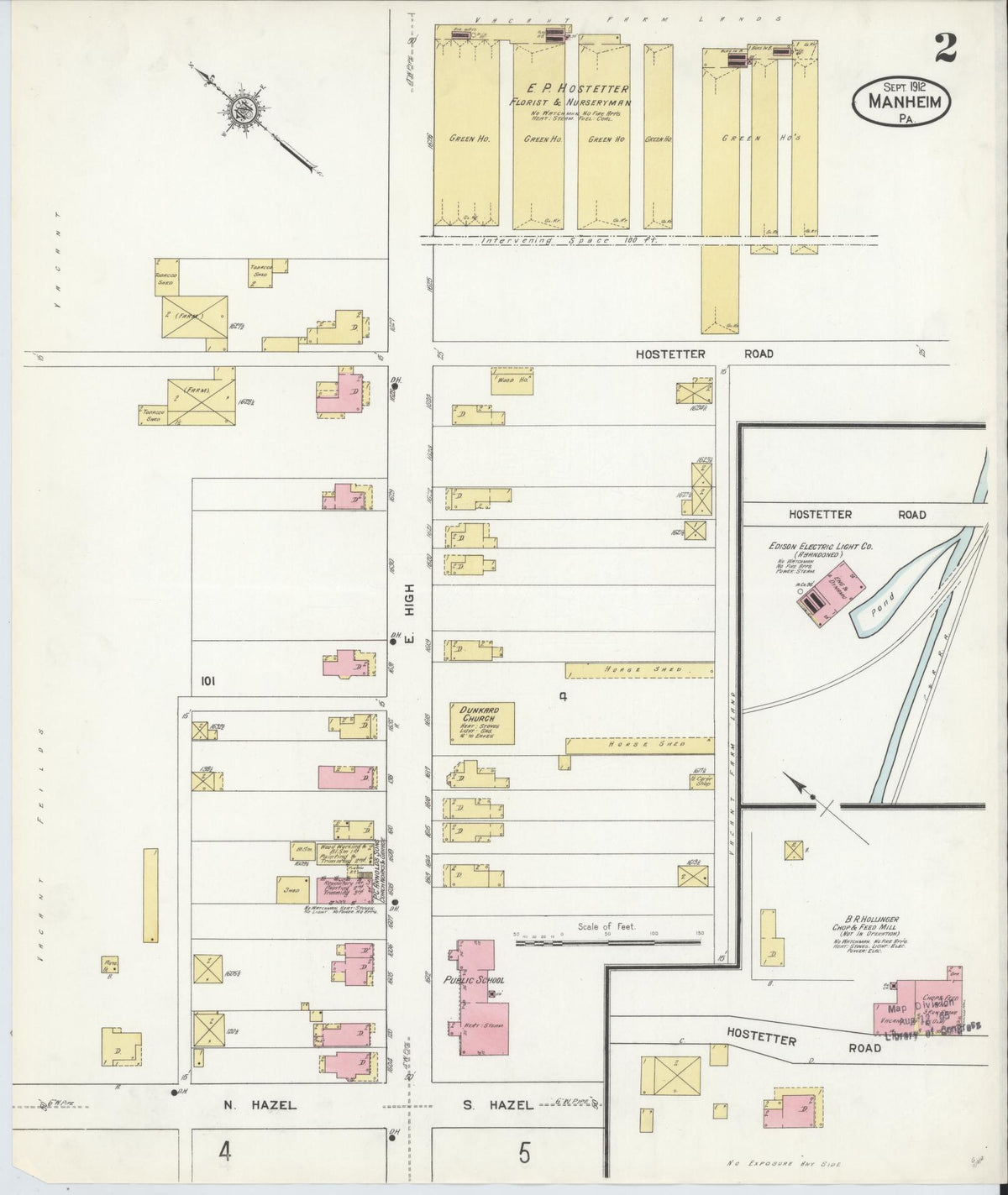 Sanborn Fire Insurance Map from Manheim, Lancaster County, Pennsylvania (1912), Sheet #0002 - Historic Sanborn Fire Insurance Map Print, vintage old map wall art, antique decor, genealogy gift, Pennsylvania Pennsylvania map