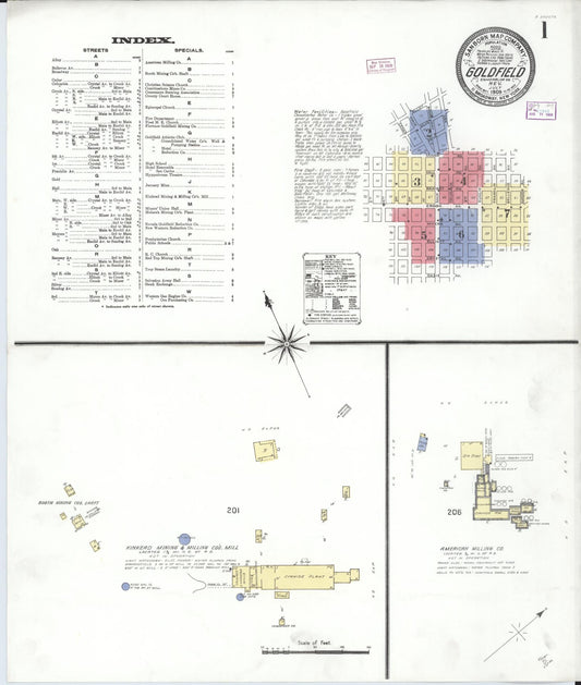 Sanborn Fire Insurance Map from Goldfield, Esmeralda County, Nevada. (1909) – Historic Sanborn Fire Insurance Map Print