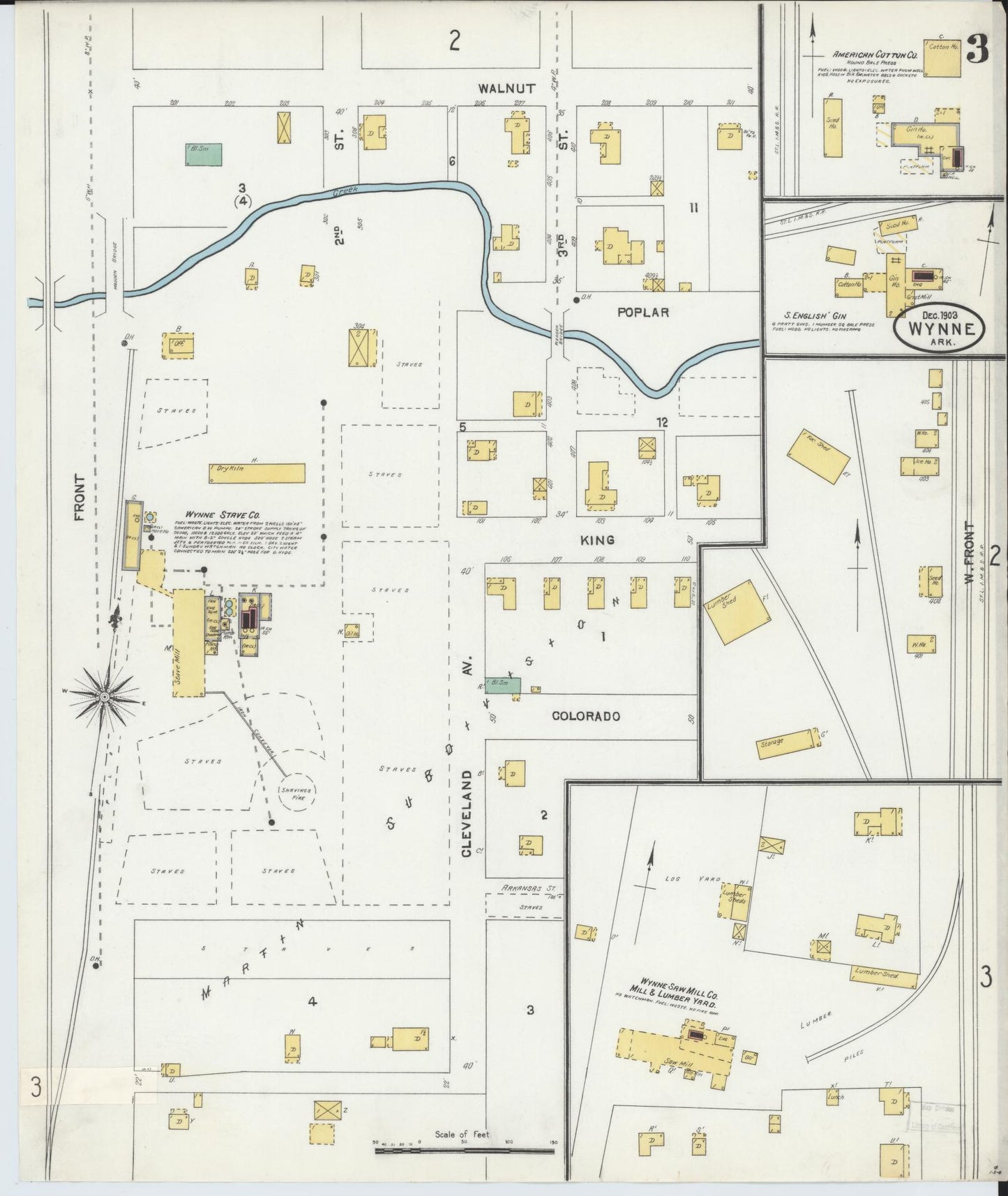 Sanborn Fire Insurance Map from Wynne, Cross County, Arkansas (1903), Sheet #0003 - Complete Map Set gallery image, historic Sanborn map, vintage wall art, Arkansas Arkansas