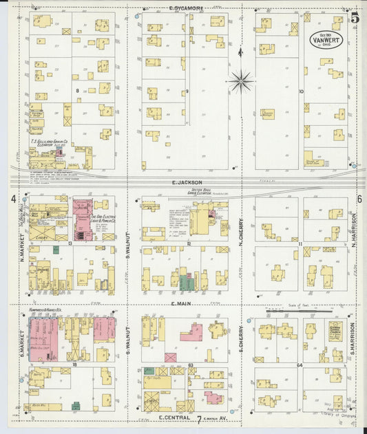 Sanborn Fire Insurance Map from Van Wert, Van Wert County, Ohio (1901), Sheet #0005 - Historic Sanborn Fire Insurance Map Print, vintage old map wall art, antique decor, genealogy gift, Ohio Ohio map