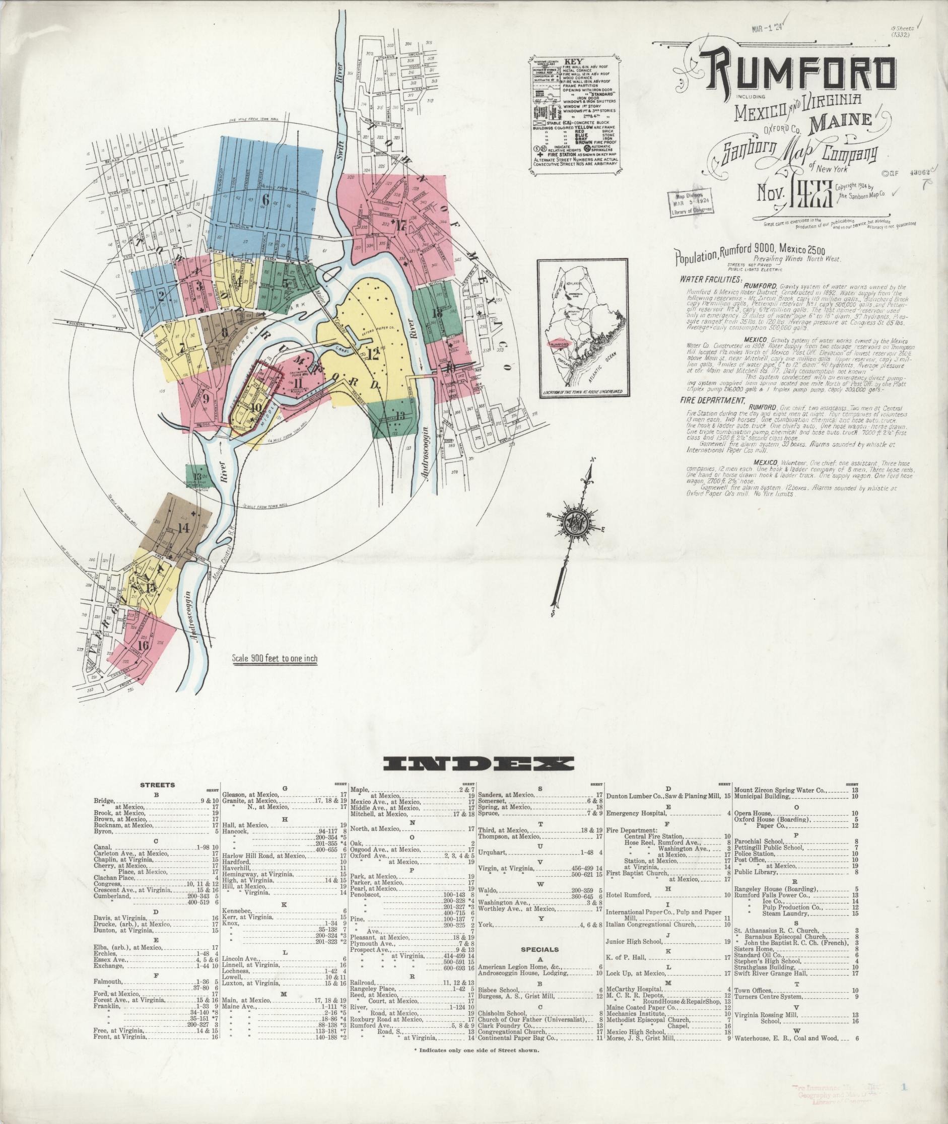 Sanborn Fire Insurance Map from Rumford, Oxford County, Maine. (1923) – Historic Sanborn Fire Insurance Map Print