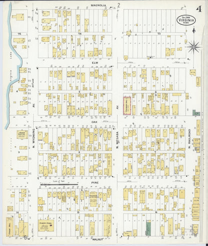 Sanborn Fire Insurance Map from Virginia, Saint Louis County, Minnesota (1908), Sheet #0004 - Historic Sanborn Fire Insurance Map Print, vintage old map wall art, antique decor, genealogy gift, Minnesota Minnesota map