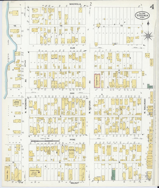 Sanborn Fire Insurance Map from Virginia, Saint Louis County, Minnesota (1908), Sheet #0004 - Historic Sanborn Fire Insurance Map Print, vintage old map wall art, antique decor, genealogy gift, Minnesota Minnesota map
