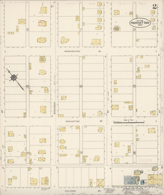Sanborn Fire Insurance Map from Manhattan, Gallatin County, Montana (1912), Sheet #0002 - Historic Sanborn Fire Insurance Map Print, vintage old map wall art, antique decor, genealogy gift, Montana Montana map