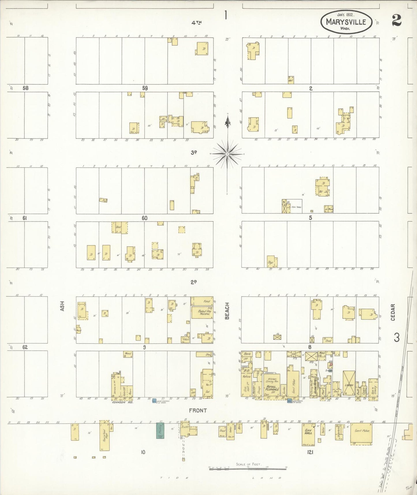 Sanborn Fire Insurance Map from Marysville, Snohomish County, Washington (1902), Sheet #0002 - Complete Map Set gallery image, historic Sanborn map, vintage wall art, Washington Washington