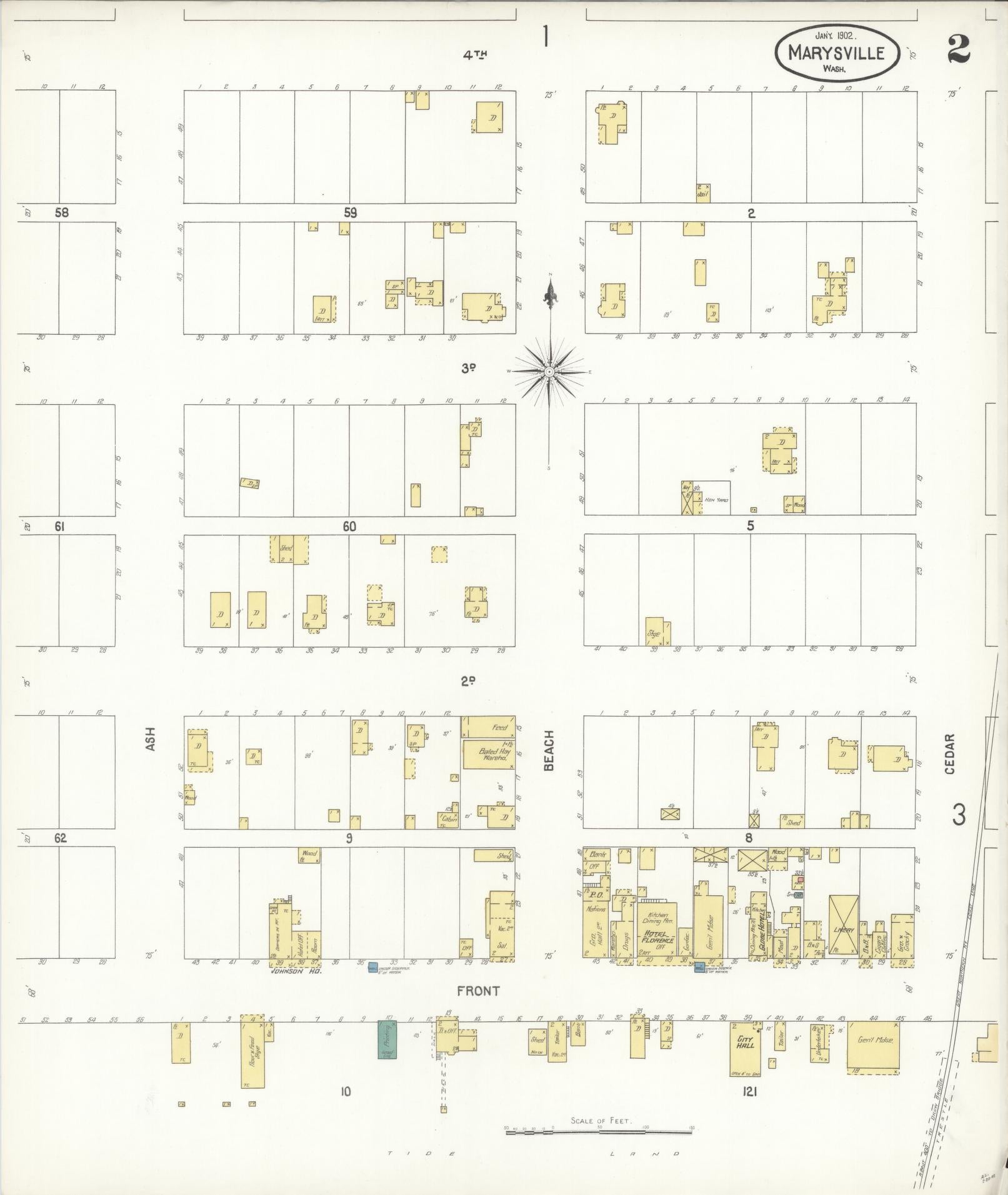 Sanborn Fire Insurance Map from Marysville, Snohomish County, Washington (1902), Sheet #0002 - Complete Map Set gallery image, historic Sanborn map, vintage wall art, Washington Washington