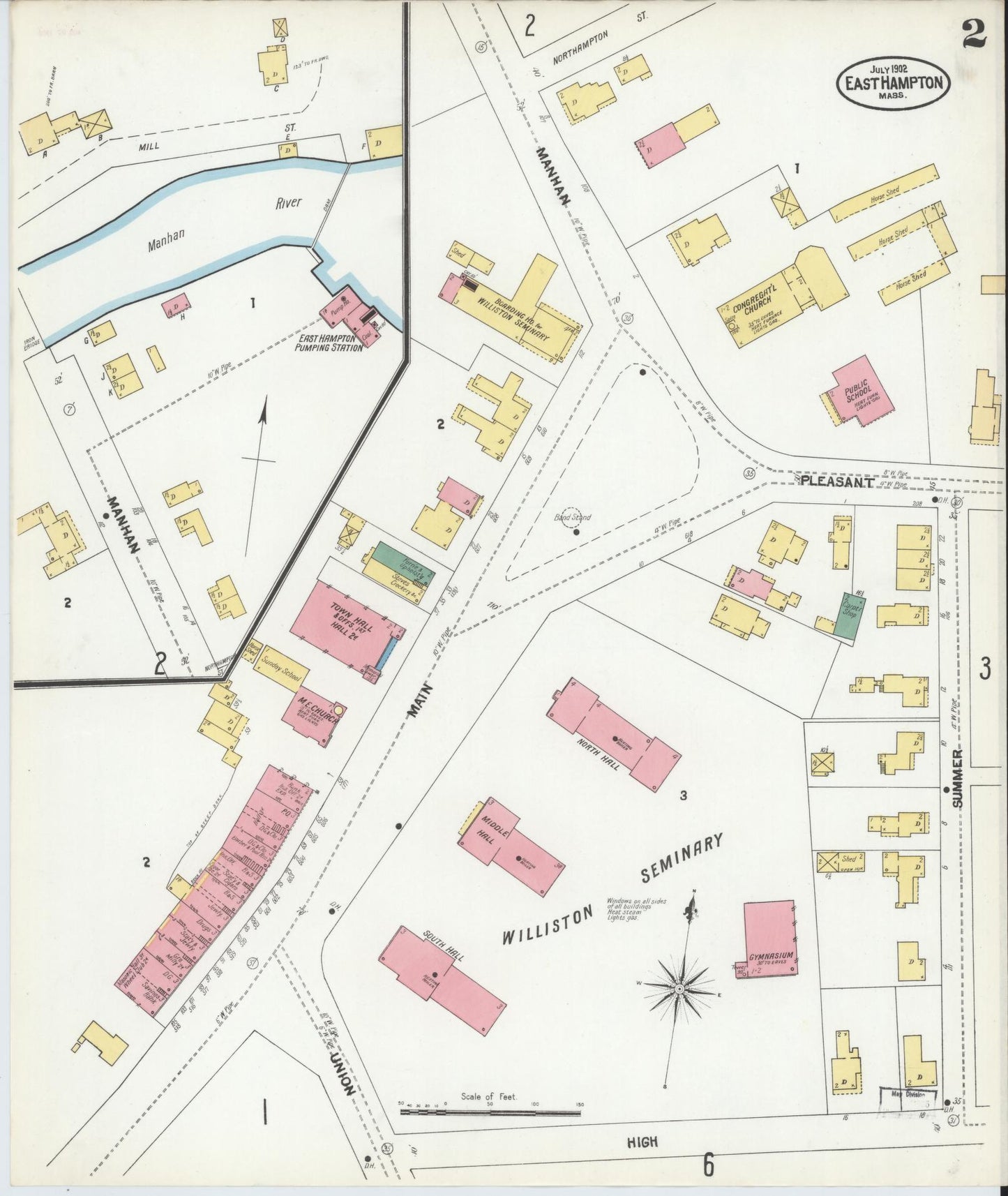 Sanborn Fire Insurance Map from East Hampton, Hampshire County, Massachusetts (1902), Sheet #0002 - Complete Map Set gallery image, historic Sanborn map, vintage wall art, Massachusetts Massachusetts