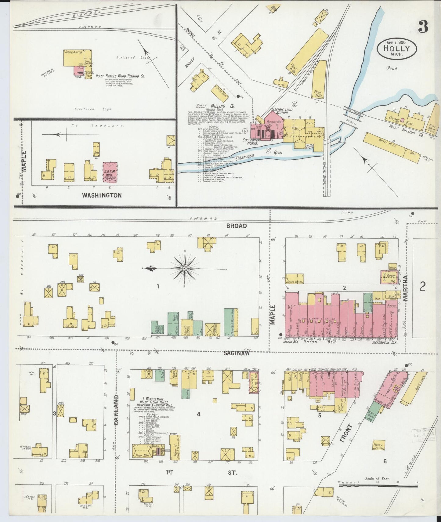 Sanborn Fire Insurance Map from Holly, Oakland County, Michigan (1900), Sheet #0003 - Complete Map Set gallery image, historic Sanborn map, vintage wall art, Michigan Michigan