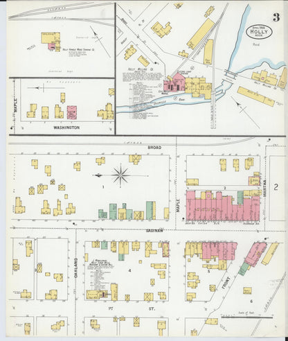 Sanborn Fire Insurance Map from Holly, Oakland County, Michigan (1900), Sheet #0003 - Complete Map Set gallery image, historic Sanborn map, vintage wall art, Michigan Michigan