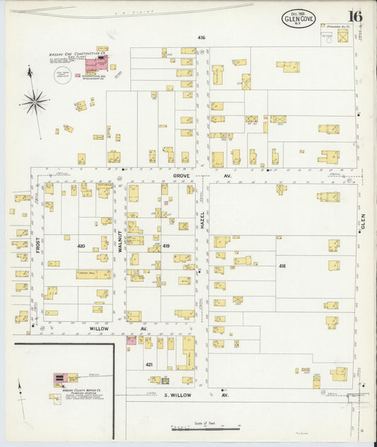 Sanborn Fire Insurance Map from Glen Cove, Nassau County, New York (1908), Sheet #0016 - Historic Sanborn Fire Insurance Map Print, vintage old map wall art, antique decor, genealogy gift, New York New York map