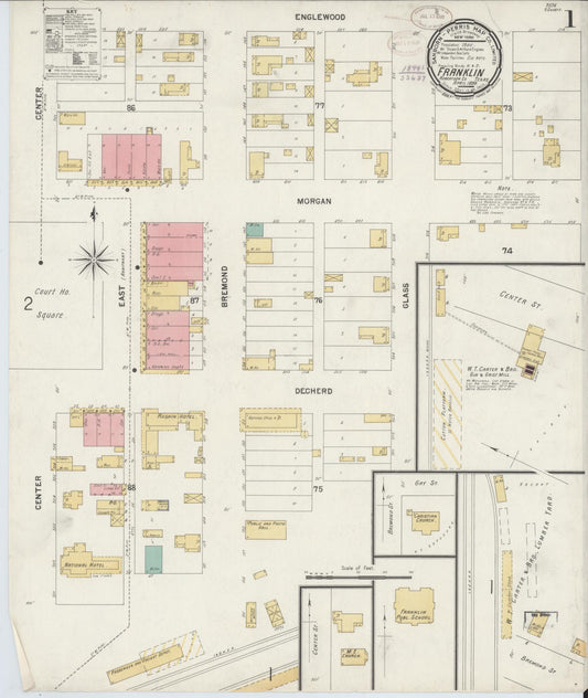 Sanborn Fire Insurance Map from Franklin, Robertson County, Texas (1899), Sheet #0001 - Complete Map Set gallery image, historic Sanborn map, vintage wall art, Texas Texas