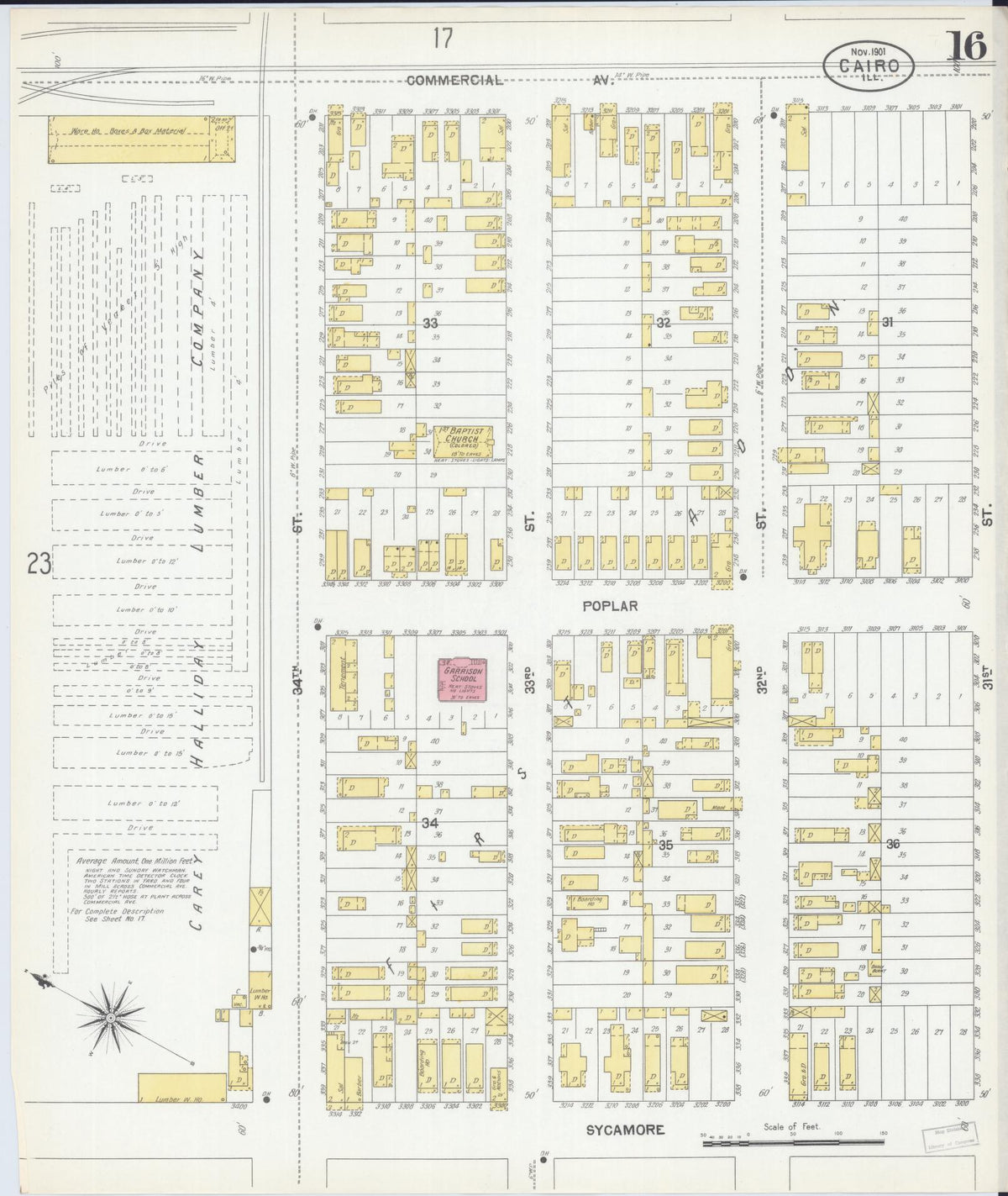 Sanborn Fire Insurance Map from Cairo, Alexander County, Illinois (1901), Sheet #0016 - Complete Map Set gallery image, historic Sanborn map, vintage wall art, Illinois Illinois