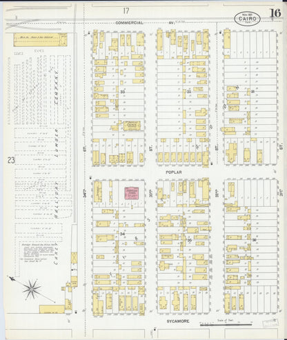 Sanborn Fire Insurance Map from Cairo, Alexander County, Illinois (1901), Sheet #0016 - Complete Map Set gallery image, historic Sanborn map, vintage wall art, Illinois Illinois