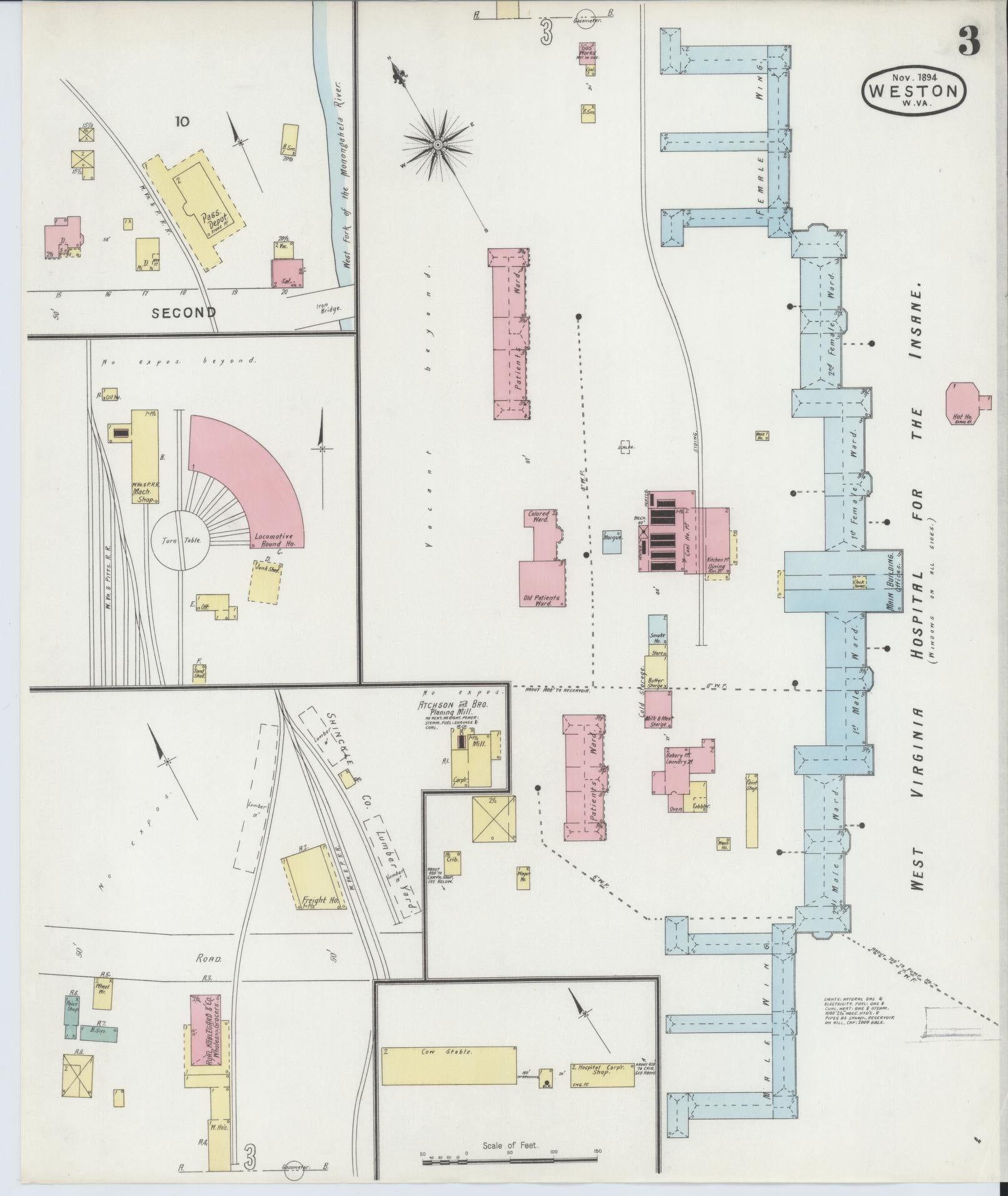 Sanborn Fire Insurance Map from Weston, Lewis County, West Virginia (1894), Sheet #0003 - Complete Map Set gallery image, historic Sanborn map, vintage wall art, West Virginia West Virginia
