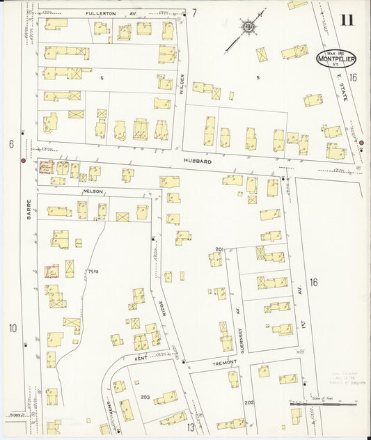 Sanborn Fire Insurance Map from Montpelier, Washington County, Vermont (1915), Sheet #0011 - Historic Sanborn Fire Insurance Map Print, vintage old map wall art, antique decor, genealogy gift, Vermont Vermont map