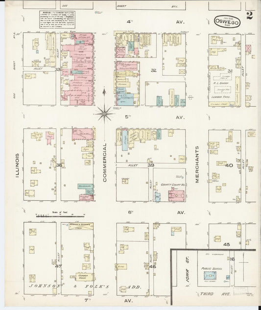 Sanborn Fire Insurance Map from Oswego, Labette County, Kansas (1885), Sheet #0002 - Historic Sanborn Fire Insurance Map Print, vintage old map wall art, antique decor, genealogy gift, Kansas Kansas map