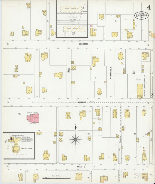Sanborn Fire Insurance Map from Ladonia, Fannin County, Texas (1900), Sheet #0004 - Historic Sanborn Fire Insurance Map Print, vintage old map wall art, antique decor, genealogy gift, Texas Texas map