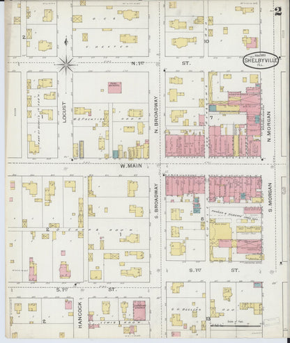 Sanborn Fire Insurance Map from Shelbyville, Shelby County, Illinois (1893), Sheet #0002 - Complete Map Set gallery image, historic Sanborn map, vintage wall art, Illinois Illinois