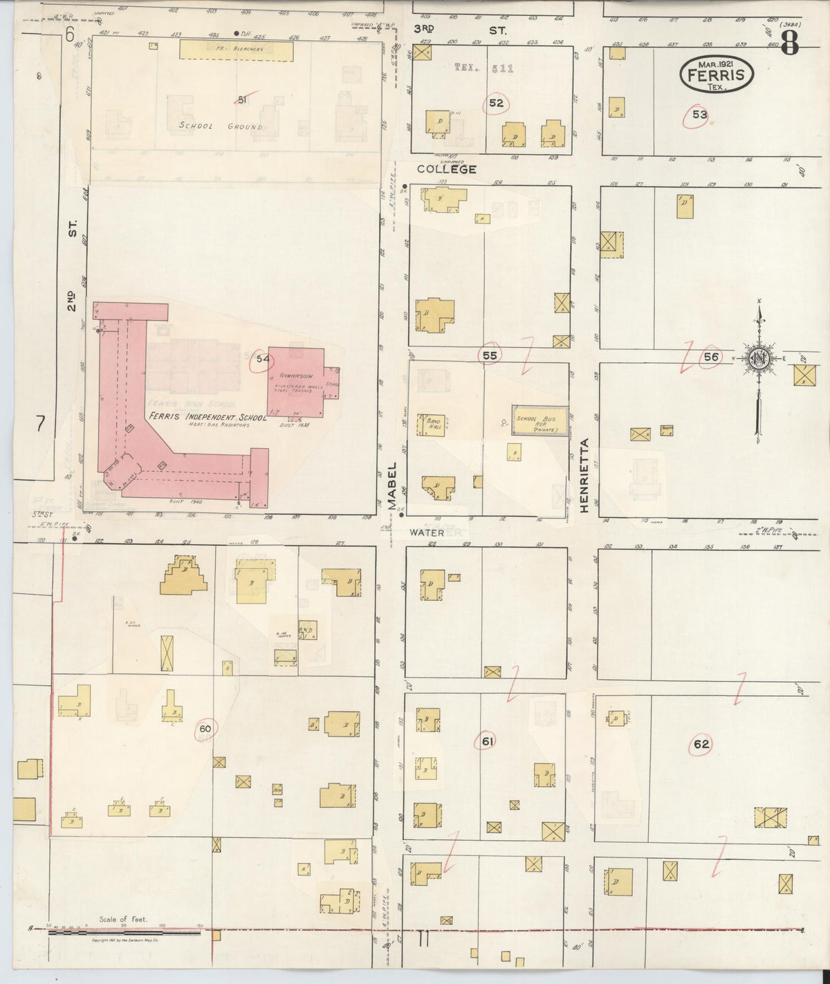 Sanborn Fire Insurance Map from Ferris, Ellis County, Texas (1941), Sheet #0008 - Complete Map Set gallery image, historic Sanborn map, vintage wall art, Texas Texas