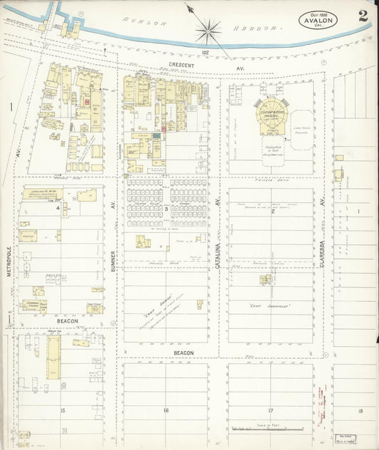 Sanborn Fire Insurance Map from Avalon, Los Angeles County, California (1898), Sheet #0002 - Historic Sanborn Fire Insurance Map Print, vintage old map wall art, antique decor, genealogy gift, California California map