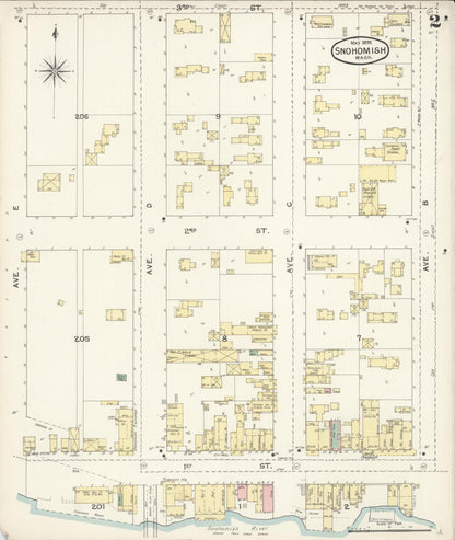 Sanborn Fire Insurance Map from Snohomish, Snohomish County, Washington (1892), Sheet #0002 - Complete Map Set gallery image, historic Sanborn map, vintage wall art, Washington Washington