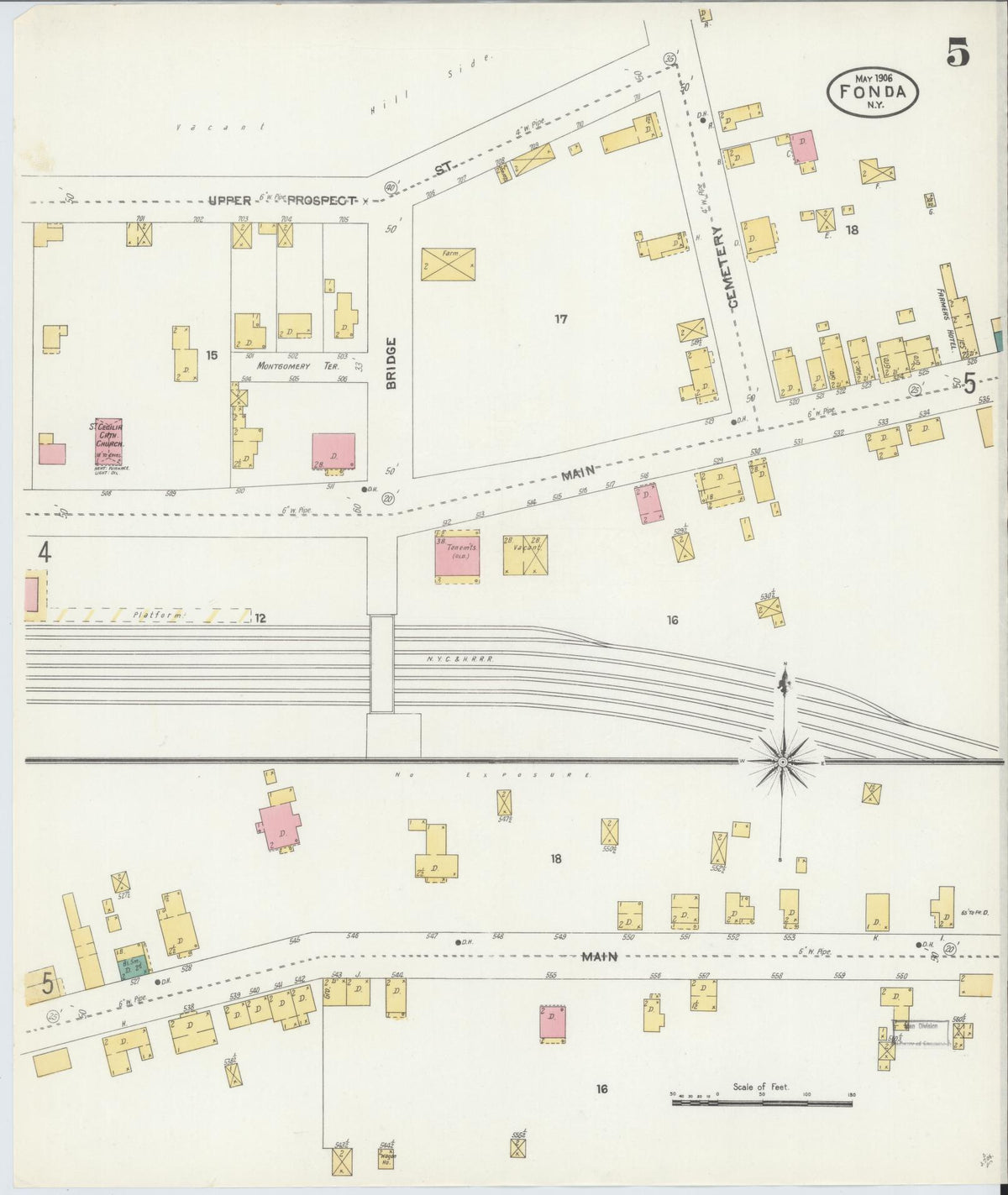 Sanborn Fire Insurance Map from Fonda, Montgomery County, New York (1906), Sheet #0005 - Complete Map Set gallery image, historic Sanborn map, vintage wall art, New York New York