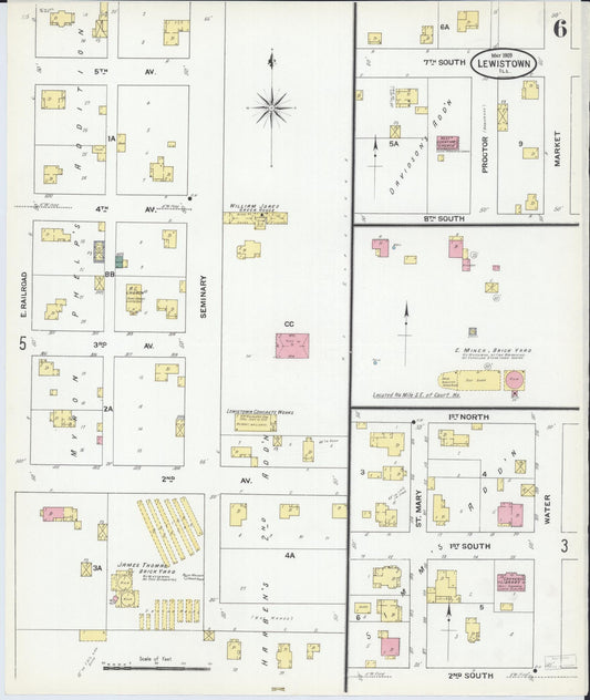Sanborn Fire Insurance Map from Lewistown, Fulton County, Illinois (1909), Sheet #0006 - Historic Sanborn Fire Insurance Map Print, vintage old map wall art, antique decor, genealogy gift, Illinois Illinois map