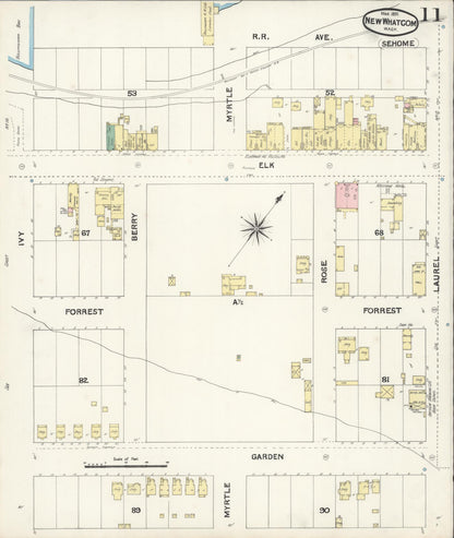 Sanborn Fire Insurance Map from New Whatcom, Whatcom County, Washington (1891), Sheet #0011 - Complete Map Set gallery image, historic Sanborn map, vintage wall art, Washington Washington