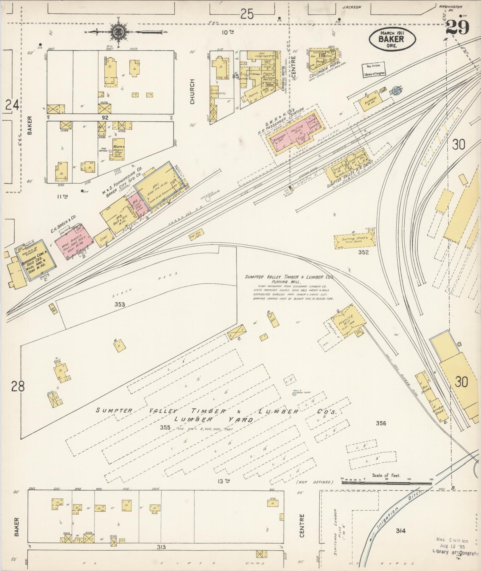 Sanborn Fire Insurance Map from Baker, Baker County, Oregon (1911), Sheet #0029 - Complete Map Set gallery image, historic Sanborn map, vintage wall art, Oregon Oregon