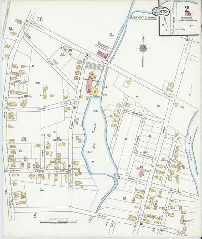Sanborn Fire Insurance Map from Clinton, Worcester County, Massachusetts (1919), Sheet #0002 - Historic Sanborn Fire Insurance Map Print, vintage old map wall art, antique decor, genealogy gift, Massachusetts Massachusetts map