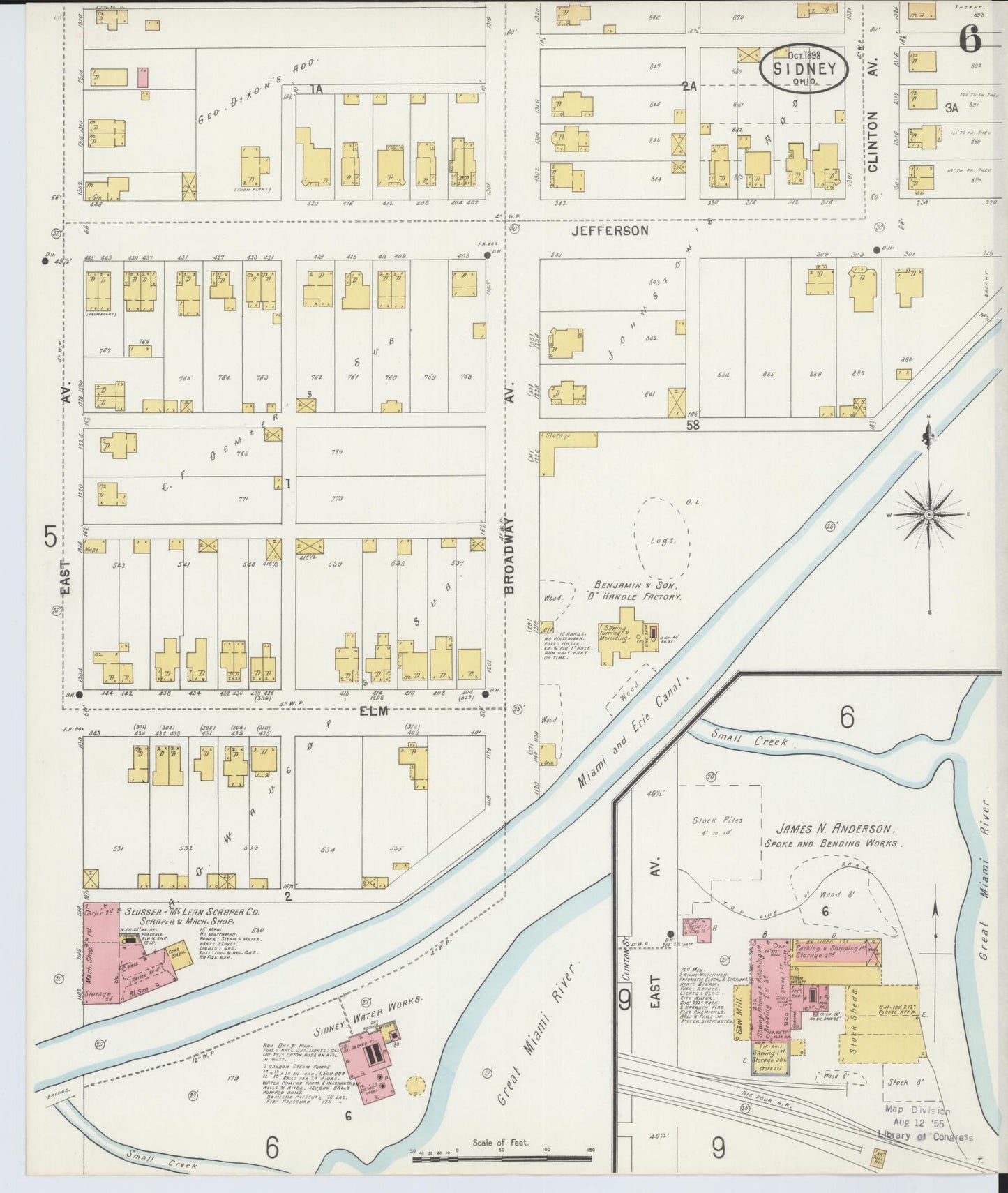 Sanborn Fire Insurance Map from Sidney, Shelby County, Ohio (1898), Sheet #0006 - Complete Map Set gallery image, historic Sanborn map, vintage wall art, Ohio Ohio