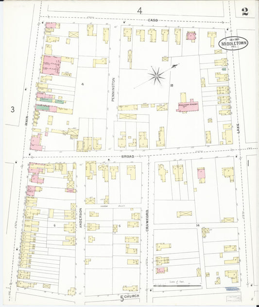 Sanborn Fire Insurance Map from Middletown, New Castle County, Delaware (1904), Sheet #0002 - Historic Sanborn Fire Insurance Map Print, vintage old map wall art, antique decor, genealogy gift, Delaware Delaware map