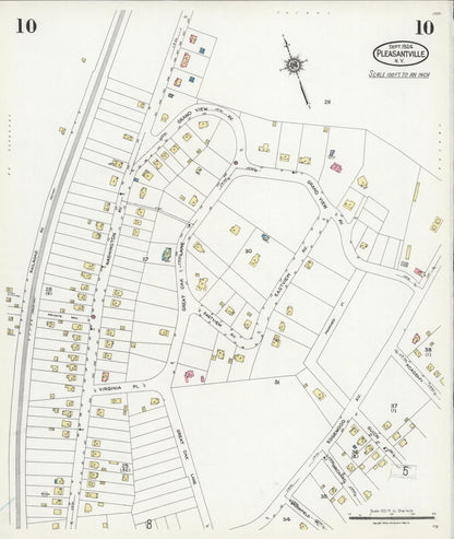 Sanborn Fire Insurance Map from Pleasantville, Westchester County, New York (1924), Sheet #0010 - Historic Sanborn Fire Insurance Map Print, vintage old map wall art, antique decor, genealogy gift, New York New York map