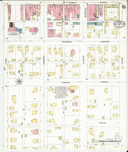 Sanborn Fire Insurance Map from Newton, Jasper County, Iowa (1906), Sheet #0006 - Historic Sanborn Fire Insurance Map Print, vintage old map wall art